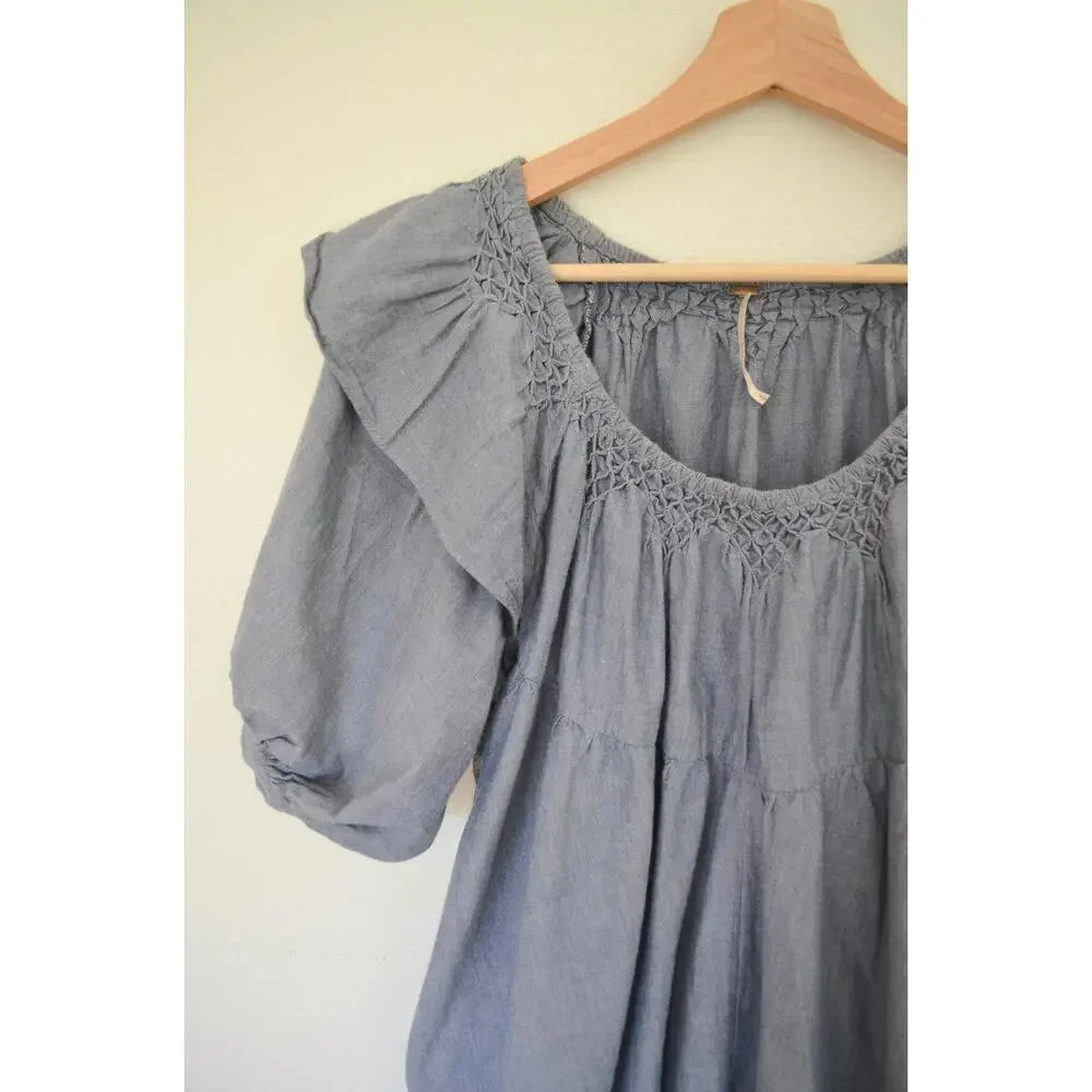 FREE PEOPLE | Amelie Denim Chambray Mini Dress - Picture 4 of 6